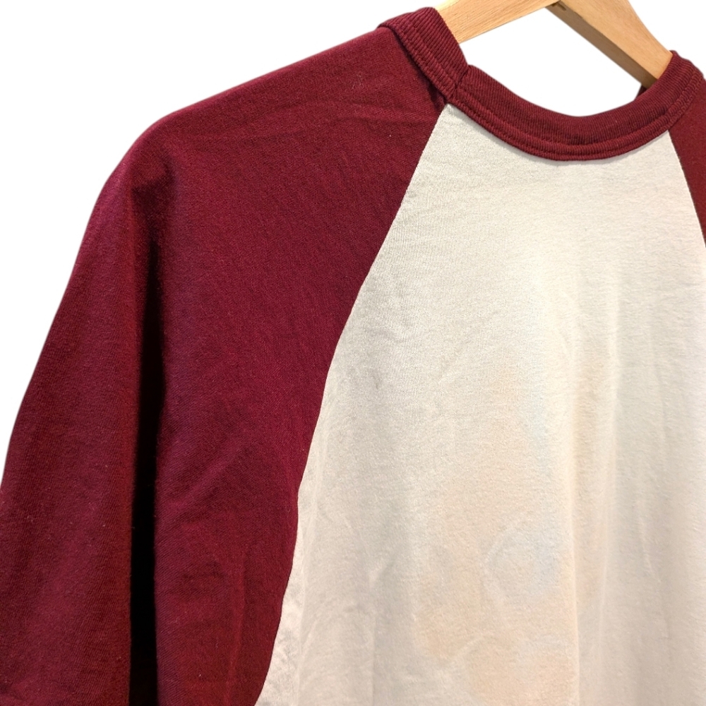 Vintage Loyola University Wolves Raglan Baseball Tee Sportswear Gold Maroon L - Picture 4 of 10